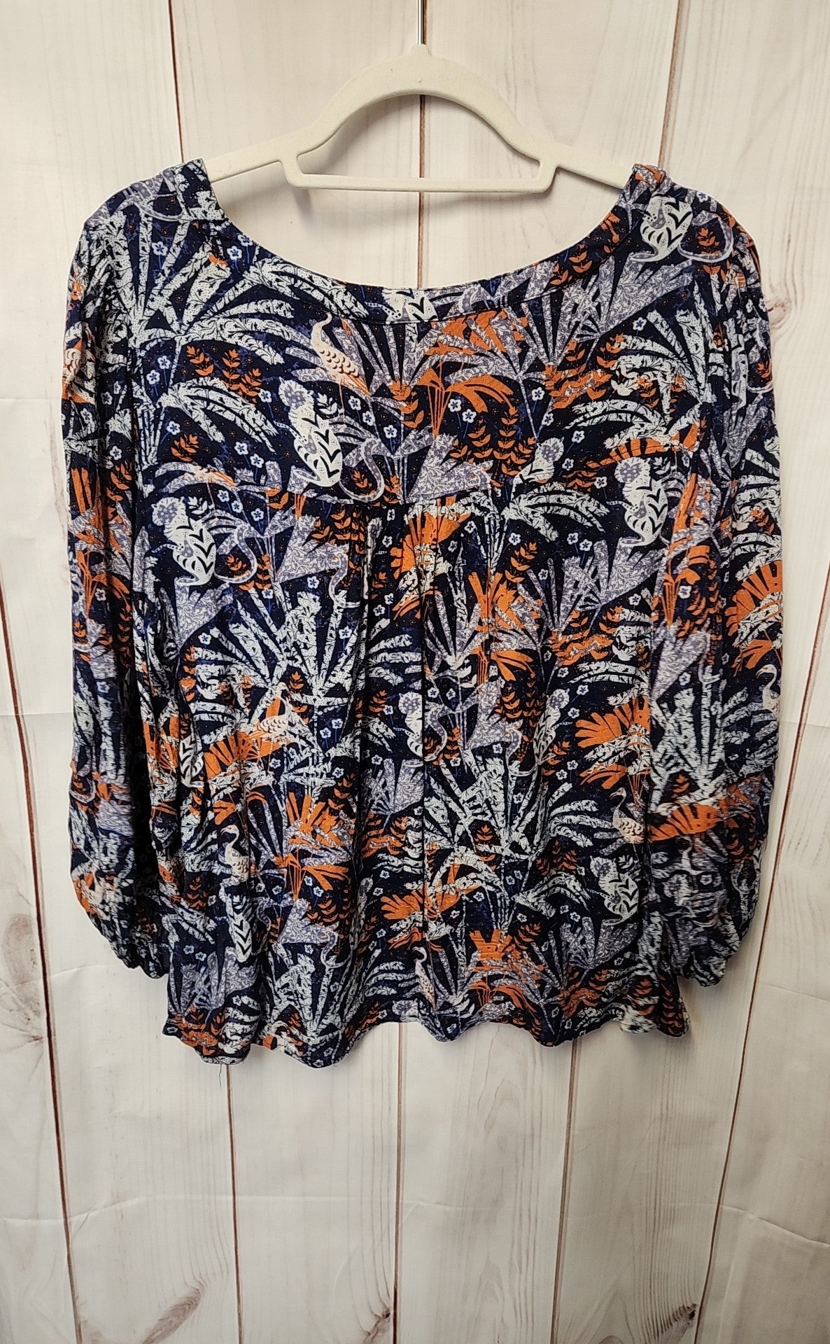 Maeve Anthropologie Women's Size 1X Navy Floral 3/4 Sleeve Top