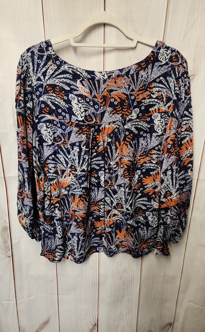 Maeve Anthropologie Women's Size 1X Navy Floral 3/4 Sleeve Top