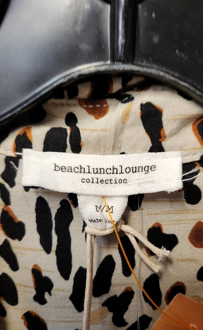 NWT Beach Lunch Lounge Women's Size M Brown Animal Print Long Sleeve Top