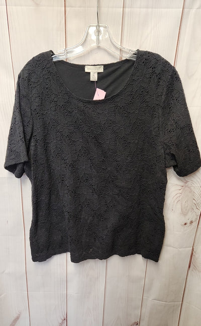 Appleseed's Women's Size XL Black Short Sleeve Top