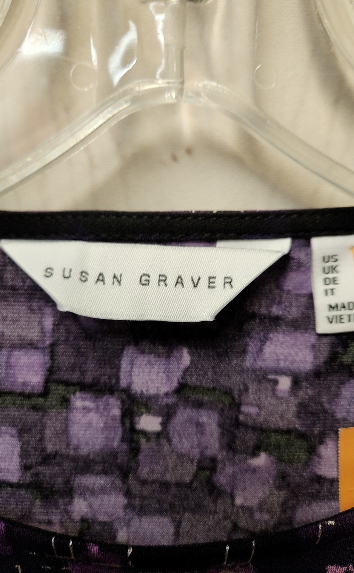Susan Graver Women's Size XS Black & Purple Long Sleeve Top