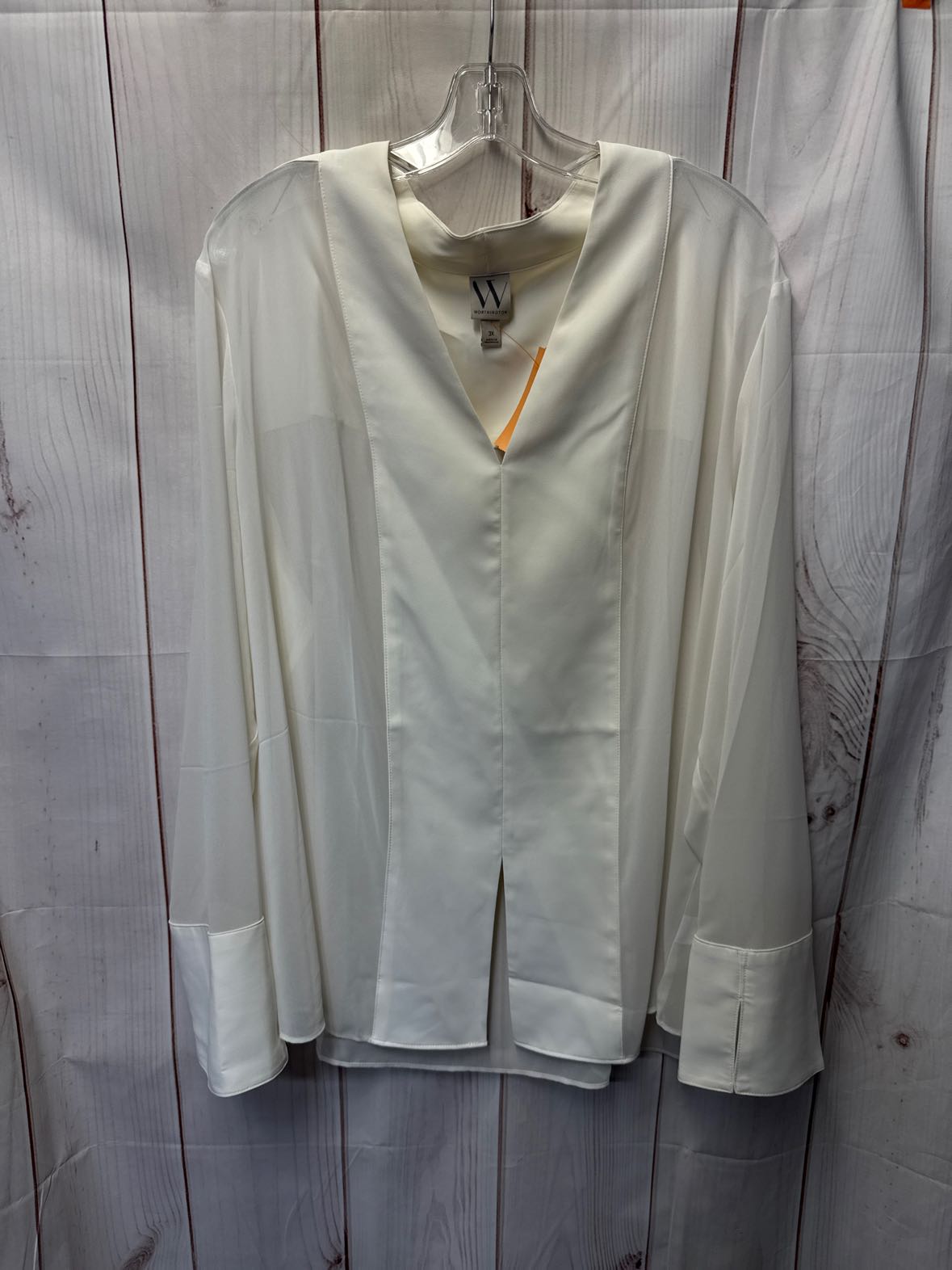 Worthington Women's Size 3X White Long Sleeve Top