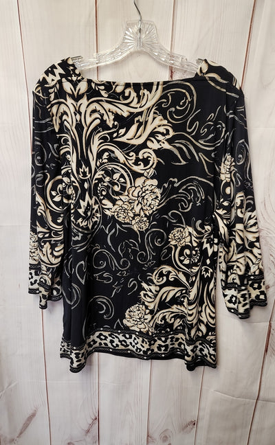 JM Collection Women's Size XL Black & Beige 3/4 Sleeve Top
