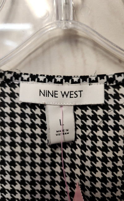 Nine West Women's Size L Black & White Long Sleeve Top