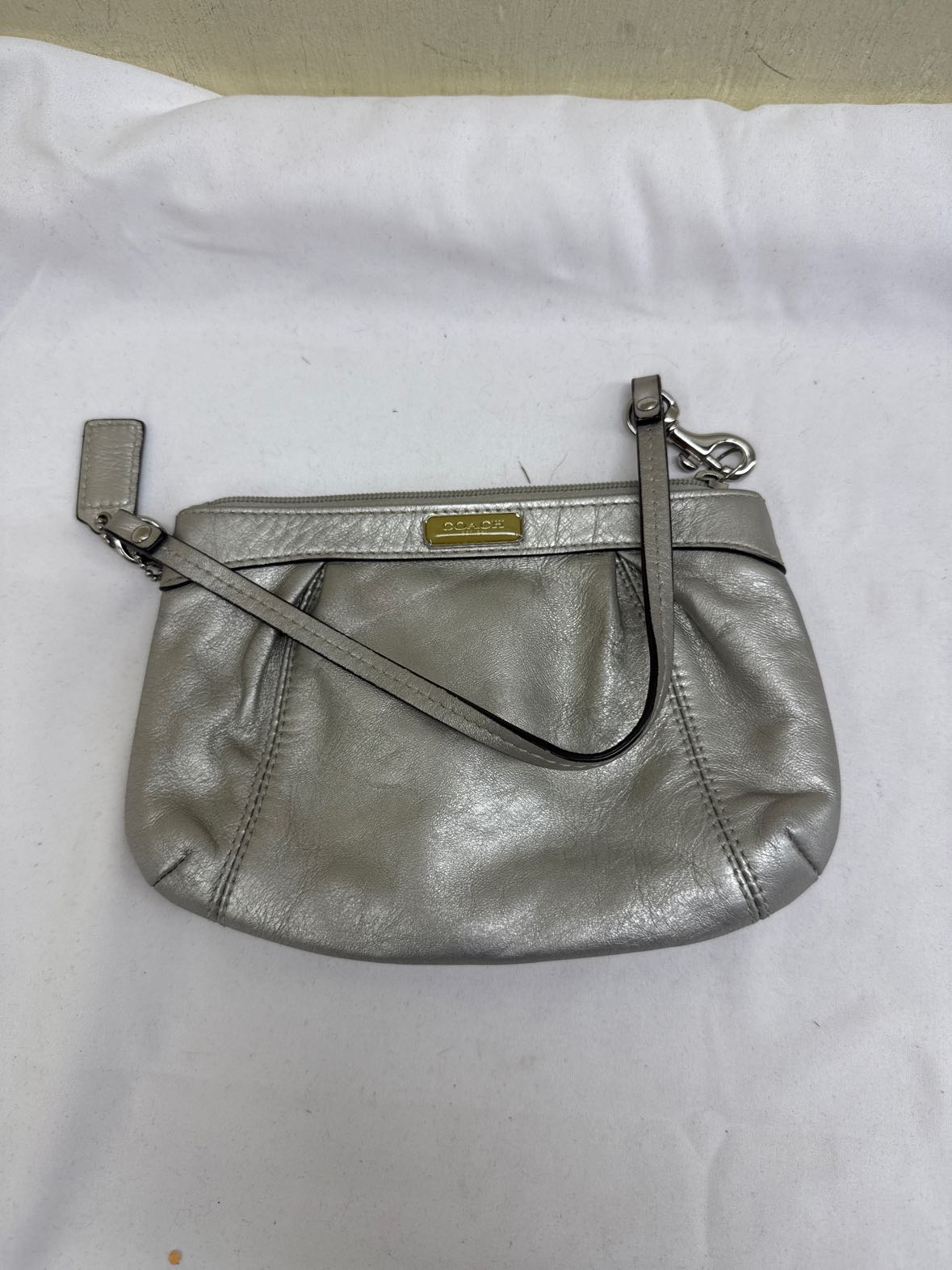 Coach Silver Wristlet AS IS - stains inside
