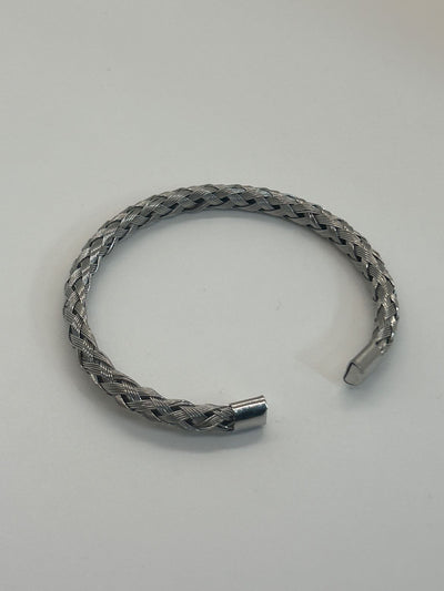 Silver Braided Cuff Bracelet