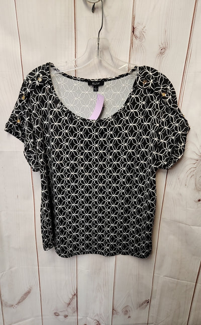 AUW Women's Size L Black Short Sleeve Top