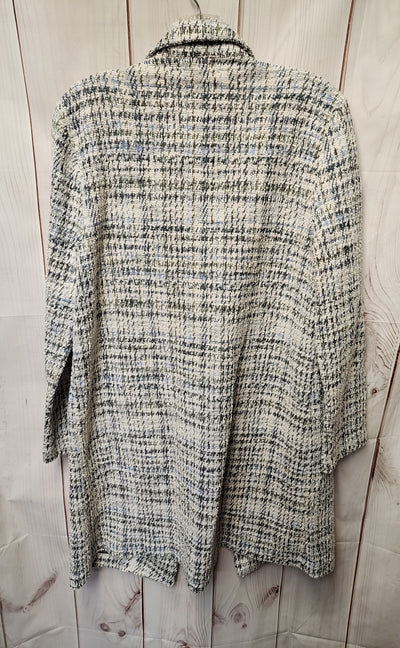 Mello Day Women's Size M White & Blue Cardigan