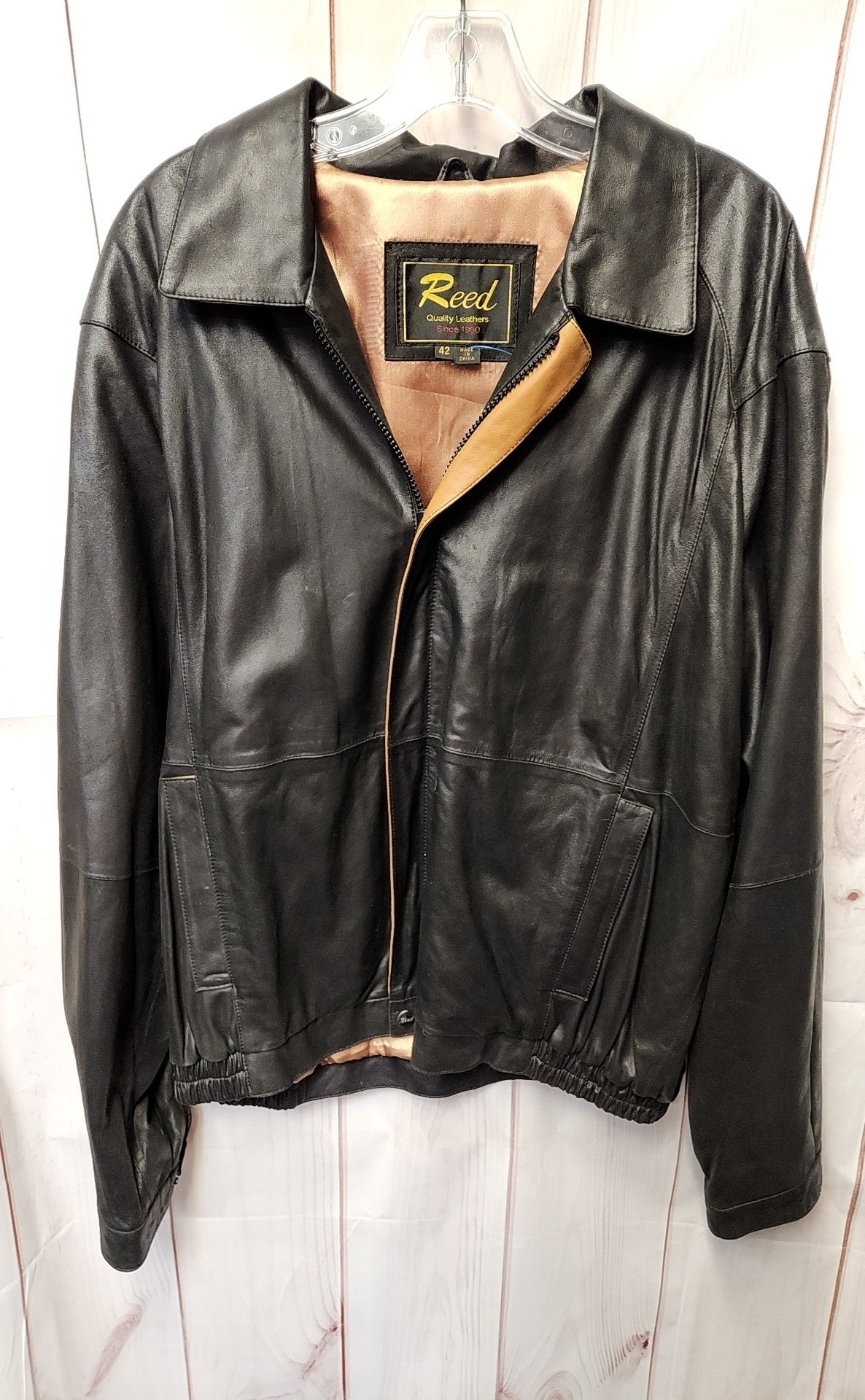 Reed Men's Size 42 Black Leather Jacket