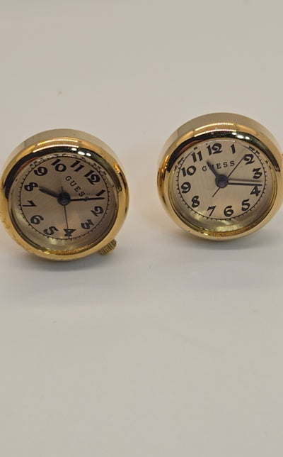 VTG Guess Stainless Steel Goldtone Clock Face Cufflinks