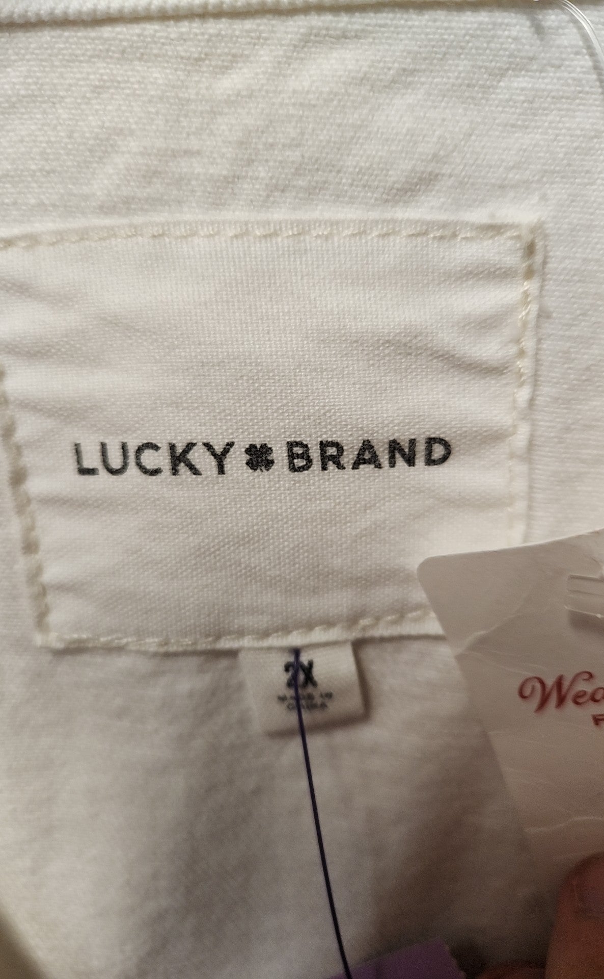 NWT Lucky Brand Women's Size 2X White Denim Jacket