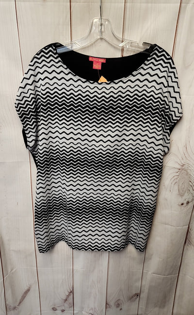 Sunny Leigh Women's Size XL Black & White Short Sleeve Top
