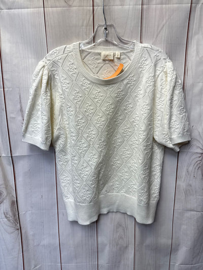 Cyrus Women's Size L White Knit Short Sleeve Top