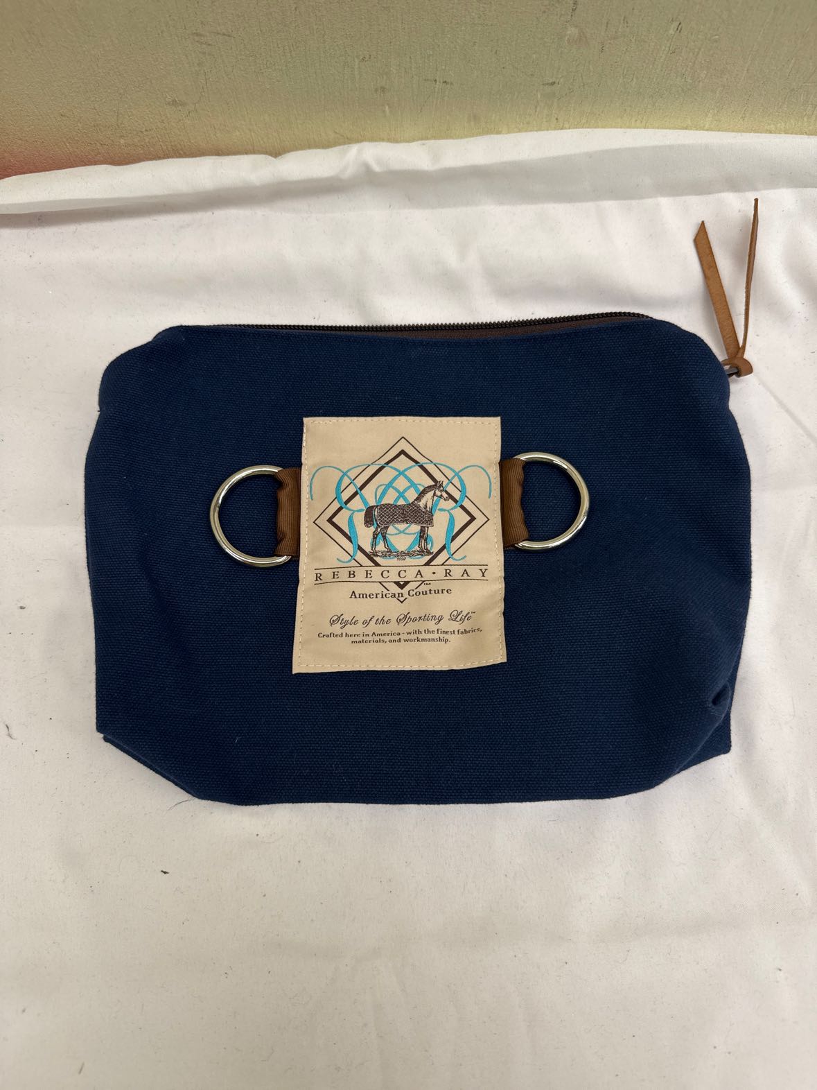 Rebecca Ray D-Ring Navy Cosmetic Bag Pouch