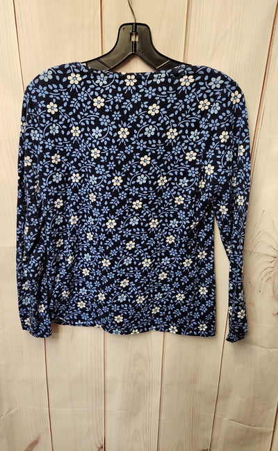 Talbots Women's Size M Petite Blue Floral Long Sleeve Top