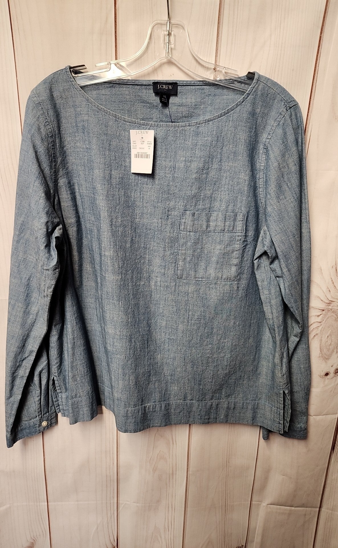 NWT J Crew Women's Size M Blue Long Sleeve Top