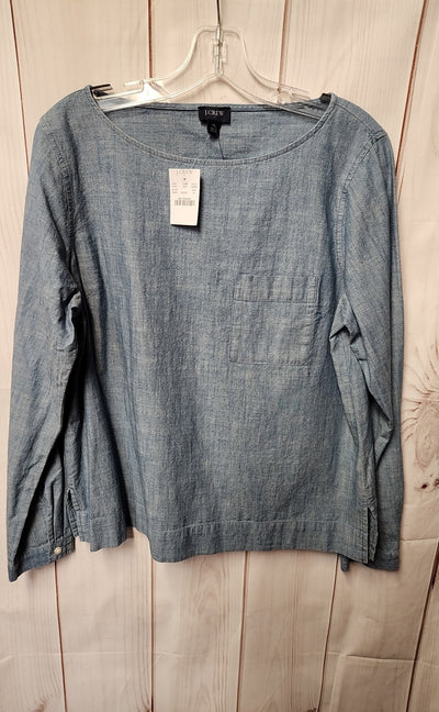 NWT J Crew Women's Size M Blue Long Sleeve Top