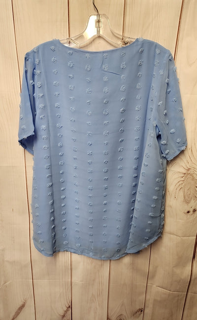 Zenana Women's Size L Light Blue Short Sleeve Top