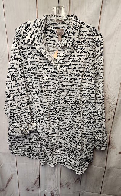 Chic Women's Size 3 = US XL White & Black Long Sleeve Top
