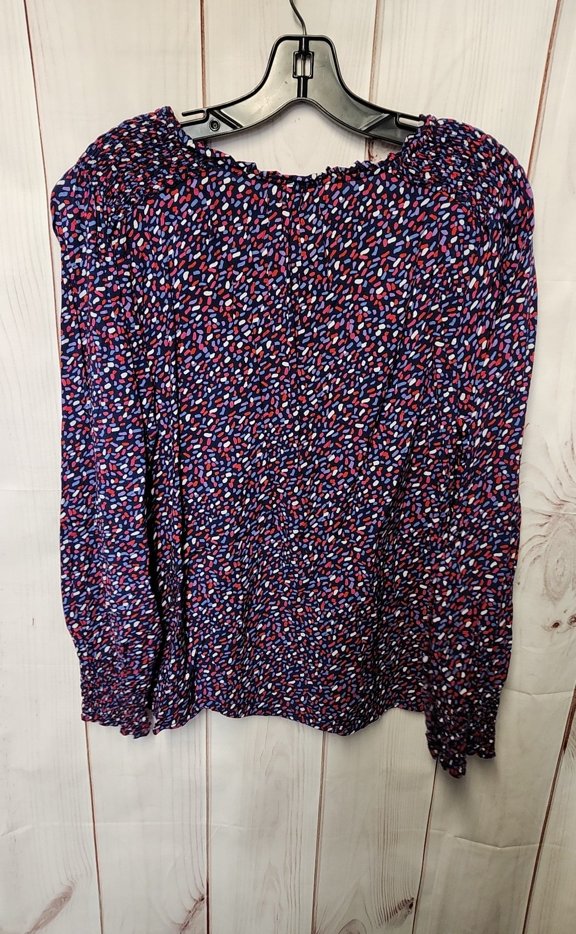Talbots Women's Size L Navy Print Long Sleeve Top