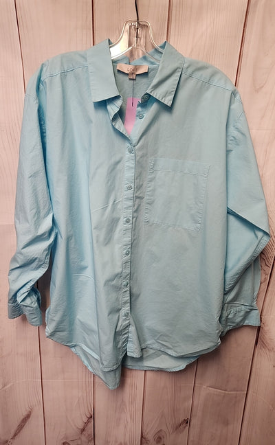 Loft Women's Size M Light Blue Long Sleeve Top