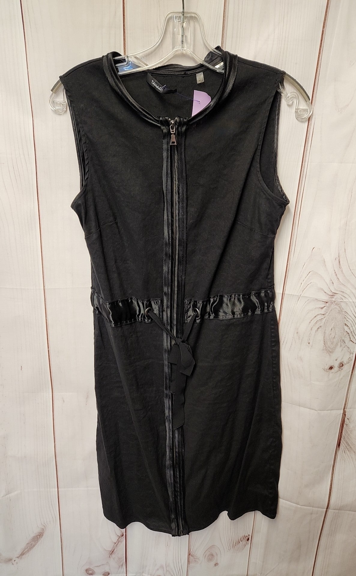 Tahari Women's Size 4 Black Linen Blend Dress