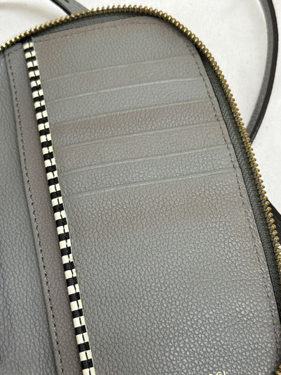 Henri Bendel Gray Leather Crossbody Purse Bag AS IS - marks on front & inside