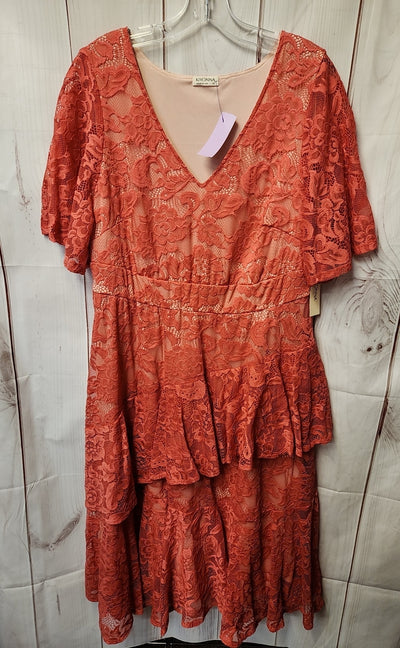 NWT Kiyonna Women's Size 1X Pink Lace Floral Dress