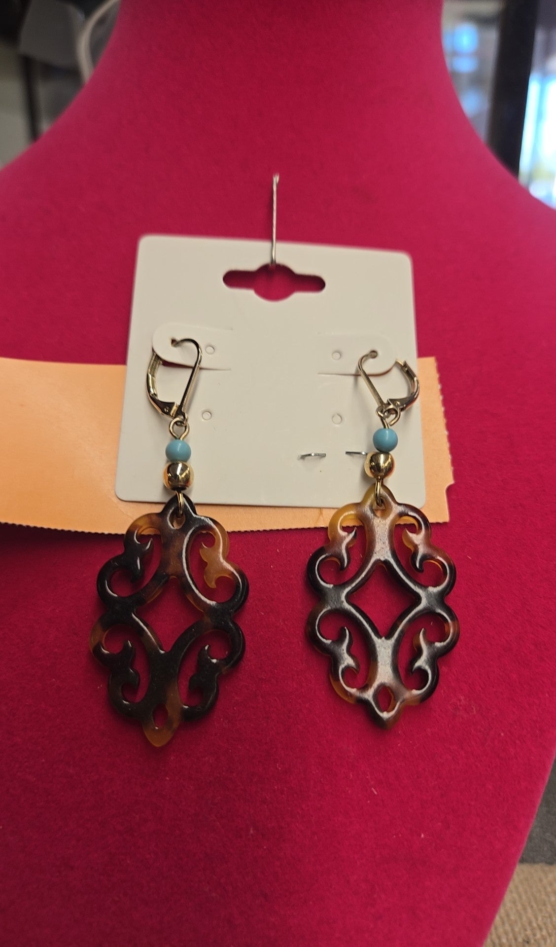 Brown Beaded Earrings