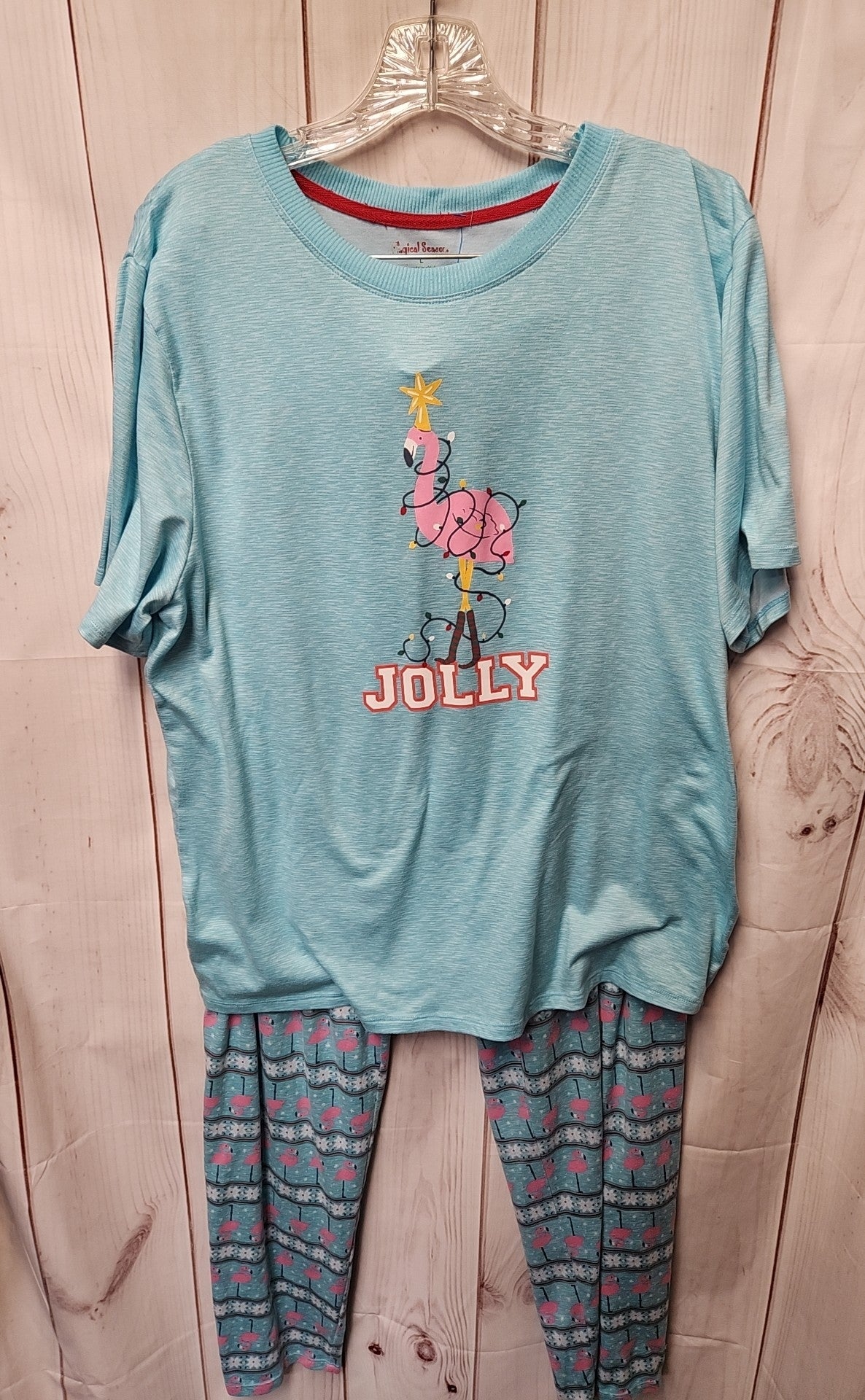 Magical Seasons Women's Size L Light Blue Holiday Pajamas