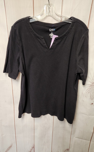 Croft & Barrow Women's Size XL Black Short Sleeve Top