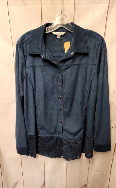 Erin London Women's Size M Blue Long Sleeve Top