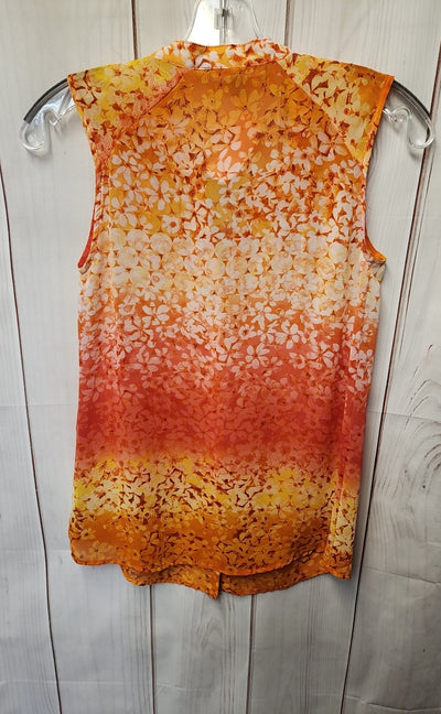 NY Collection Women's Size XS Orange Floral Sleeveless Top