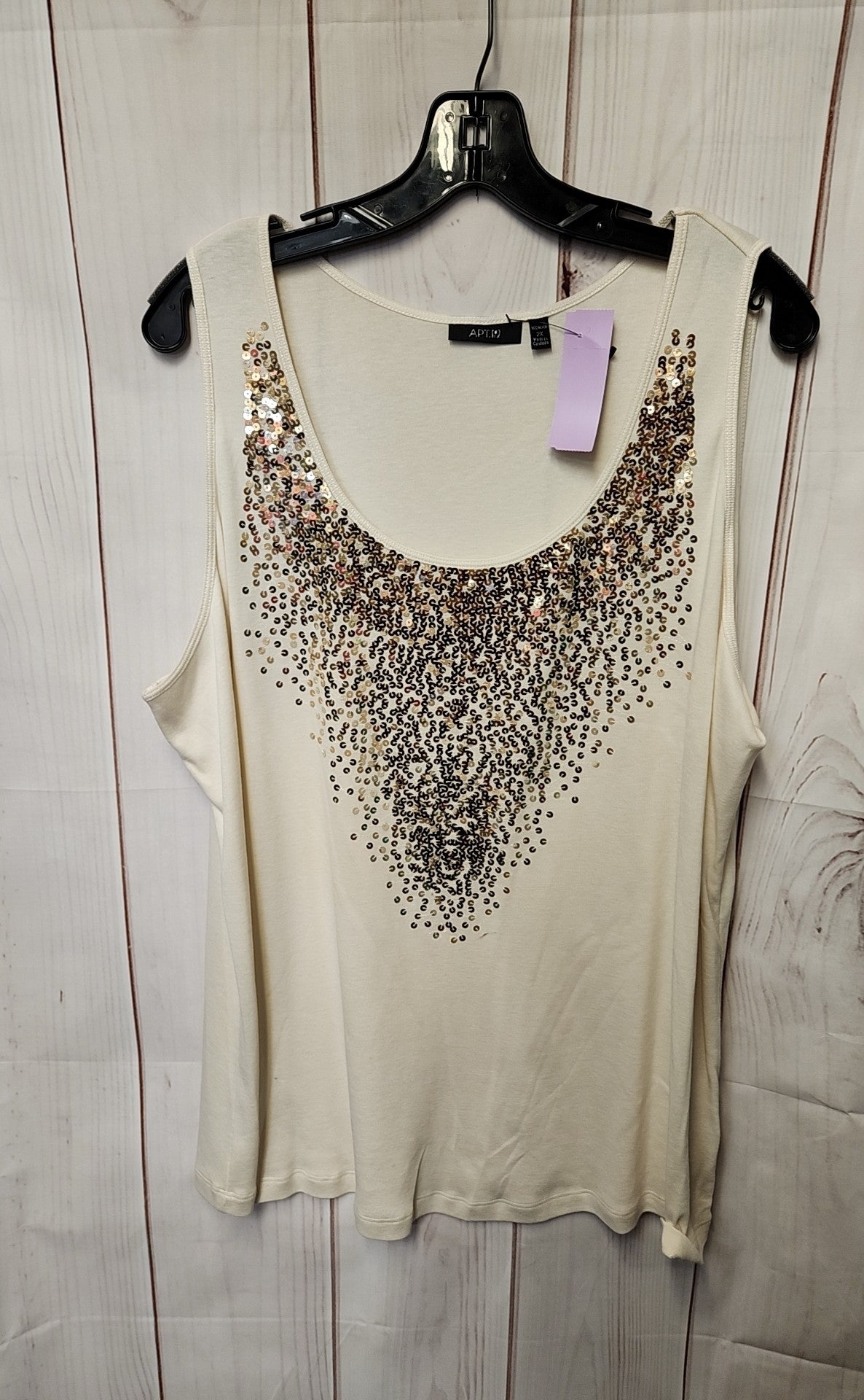 Apt 9 Women's Size 2X White Sequined Sleeveless Top