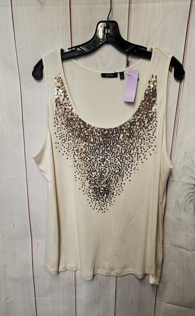 Apt 9 Women's Size 2X White Sequined Sleeveless Top