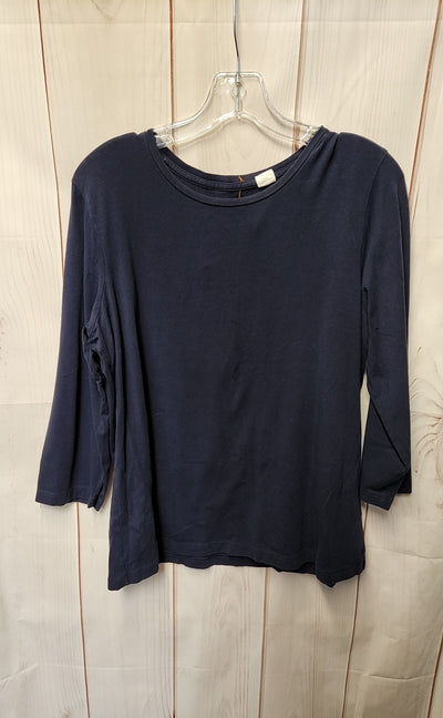 Chico's Women's Size 2 = US L Navy 3/4 Sleeve Top
