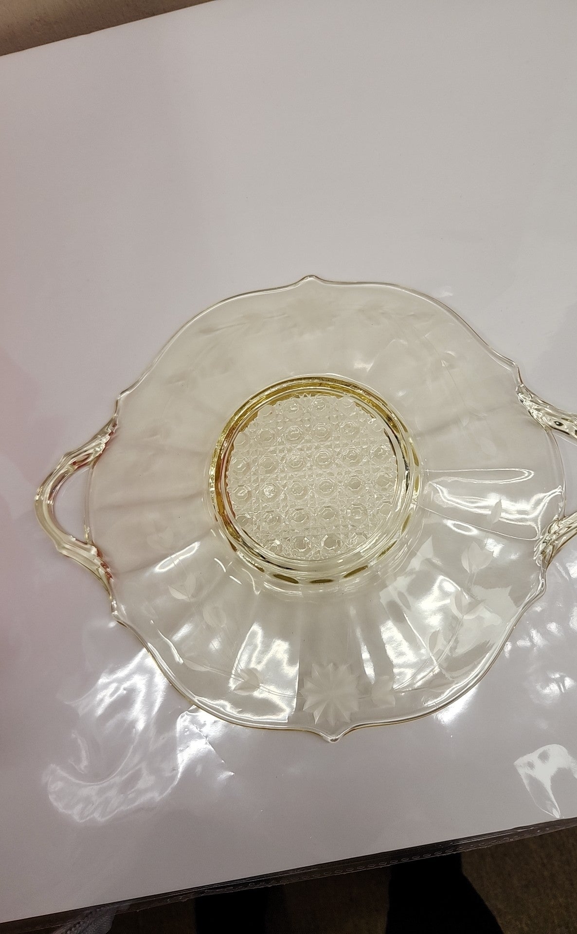 Platter Depression Glass Yellow Flower