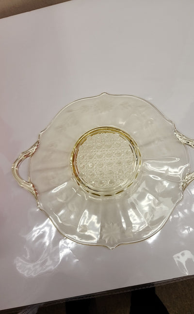 Platter Depression Glass Yellow Flower