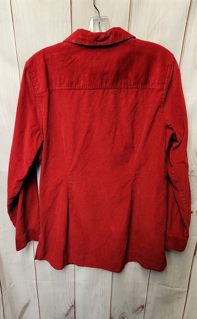 J Jill Women's Size M Red Corduroy Long Sleeve Top