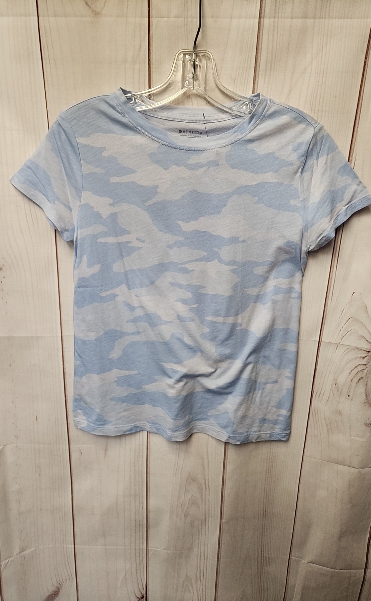 Athleta Women's Size XS Blue Camo Short Sleeve Top