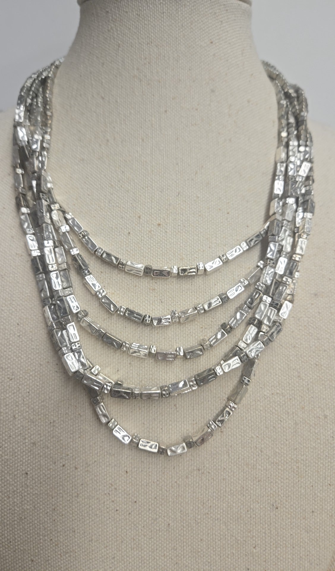 Chico's Silver Beaded Necklace