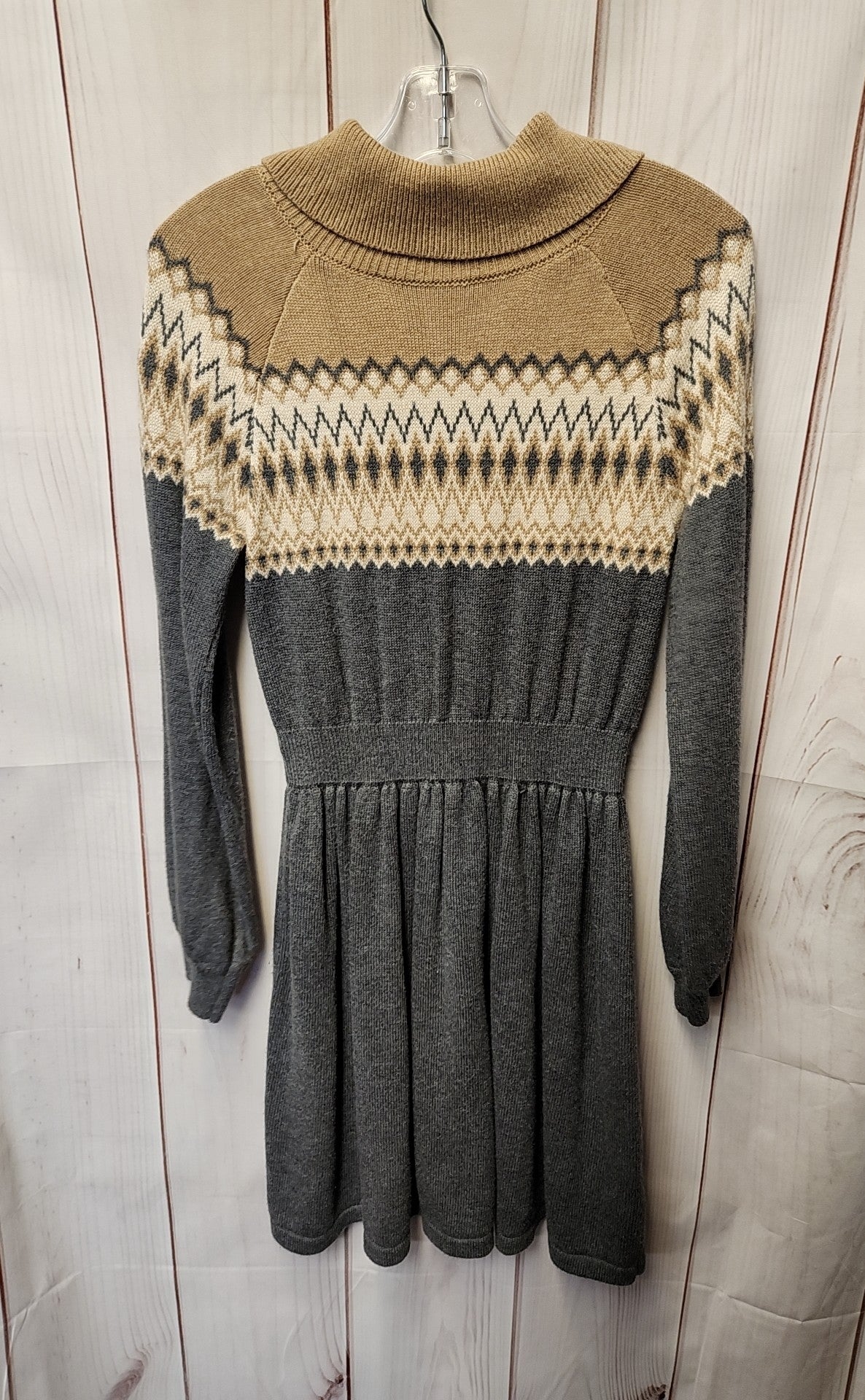 Janie & Jack Girl's Size 7 Gray & Beige Knit Dress