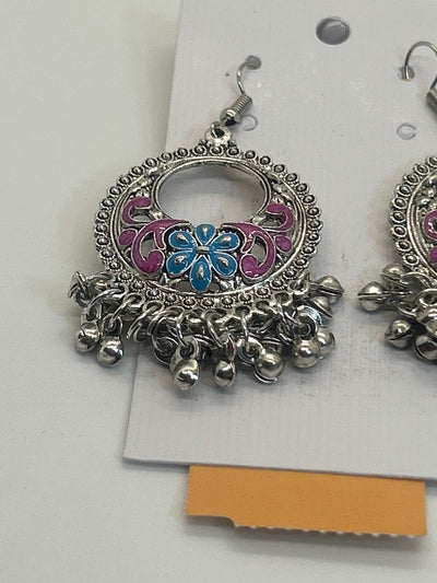 Silver dangle with pink and blue Earrings