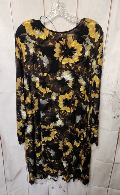 NWT Grace Women's Size 1X Black & Brown Floral Dress