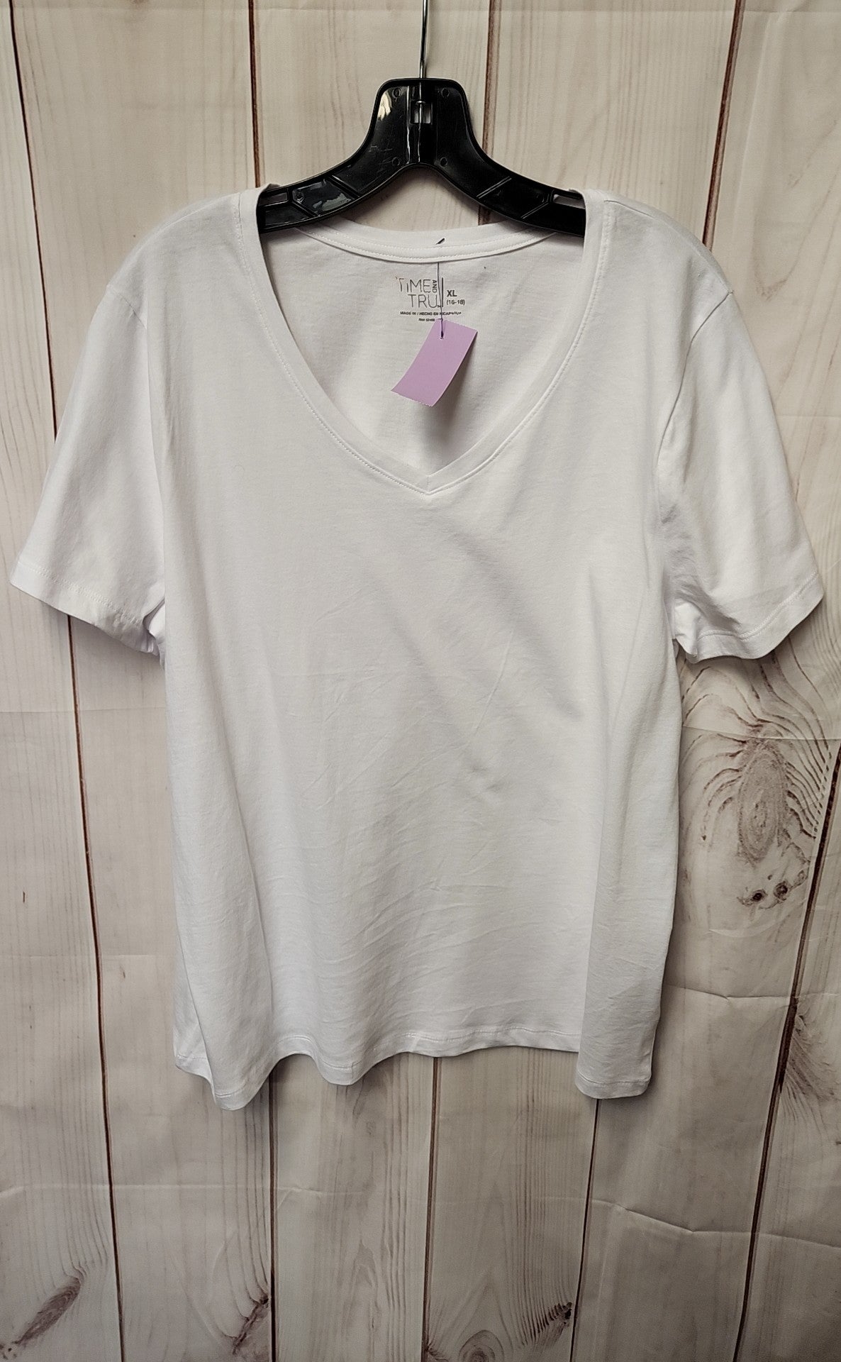 Time and Tru Women's Size XL White Short Sleeve Top