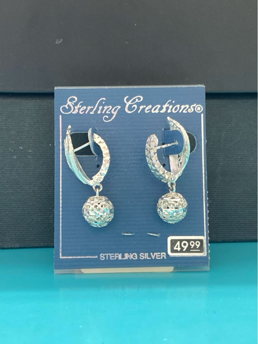 .925 Sterling Silver Filgree Drop Earrings
