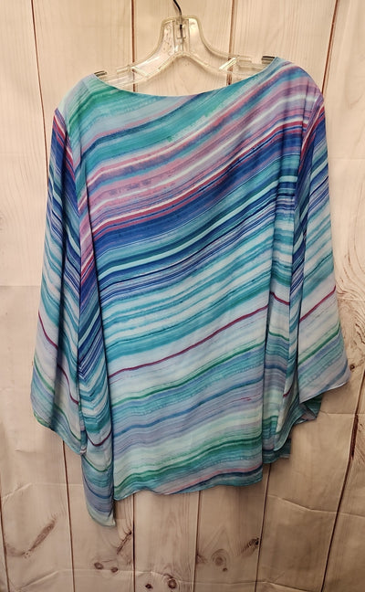 Chico's Women's Size 3 = US XL Blue 3/4 Sleeve Top