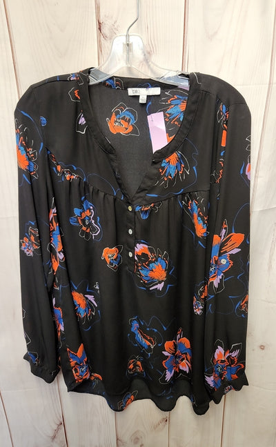 Dr2 Women's Size L Black Print Long Sleeve Top