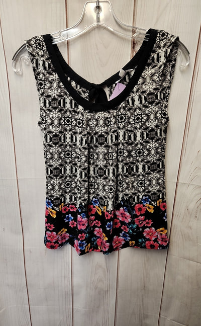 Candies Women's Size XS Black Floral Sleeveless Top