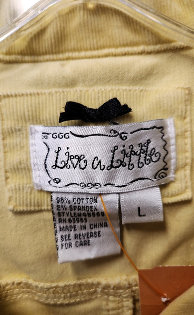 Live A Little Women's Size L Yellow Corduroy Jacket